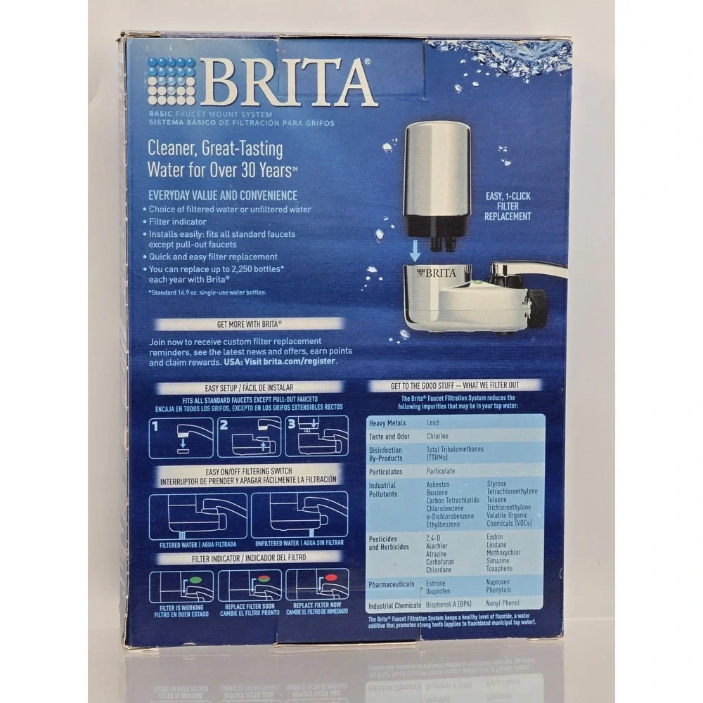 NEW Brita 35618 On Tap Faucet Mount 1 Liter Water Chrome‎ Filter System SAFF-100
